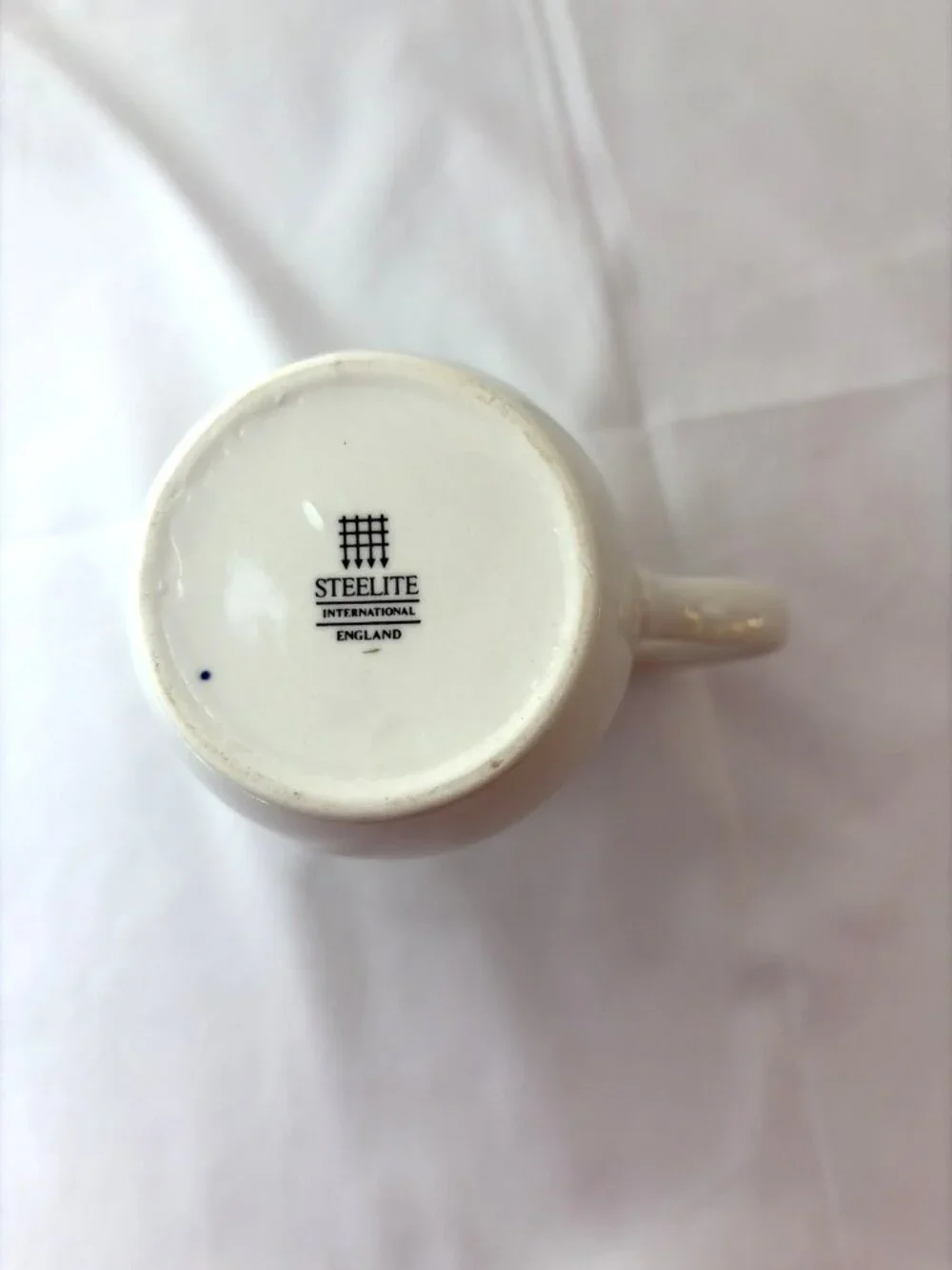 Vintage Steelite International Creamer Pitcher White Burgundy Red Gold Band 6